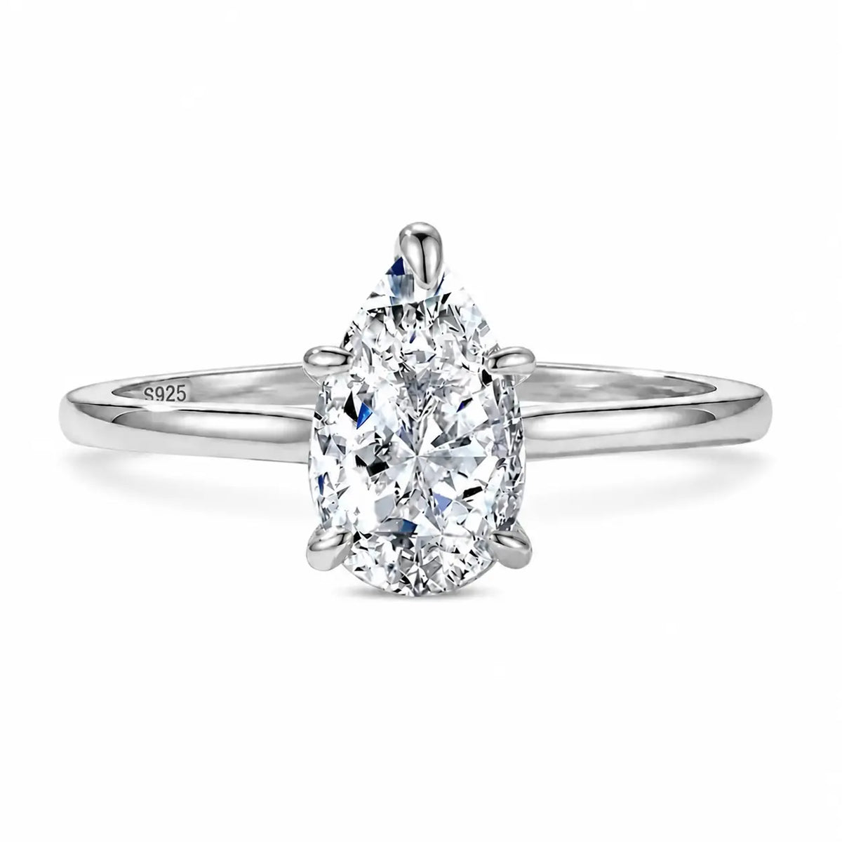 1.75ct pear-cut solitaire cubic zirconia silver ring