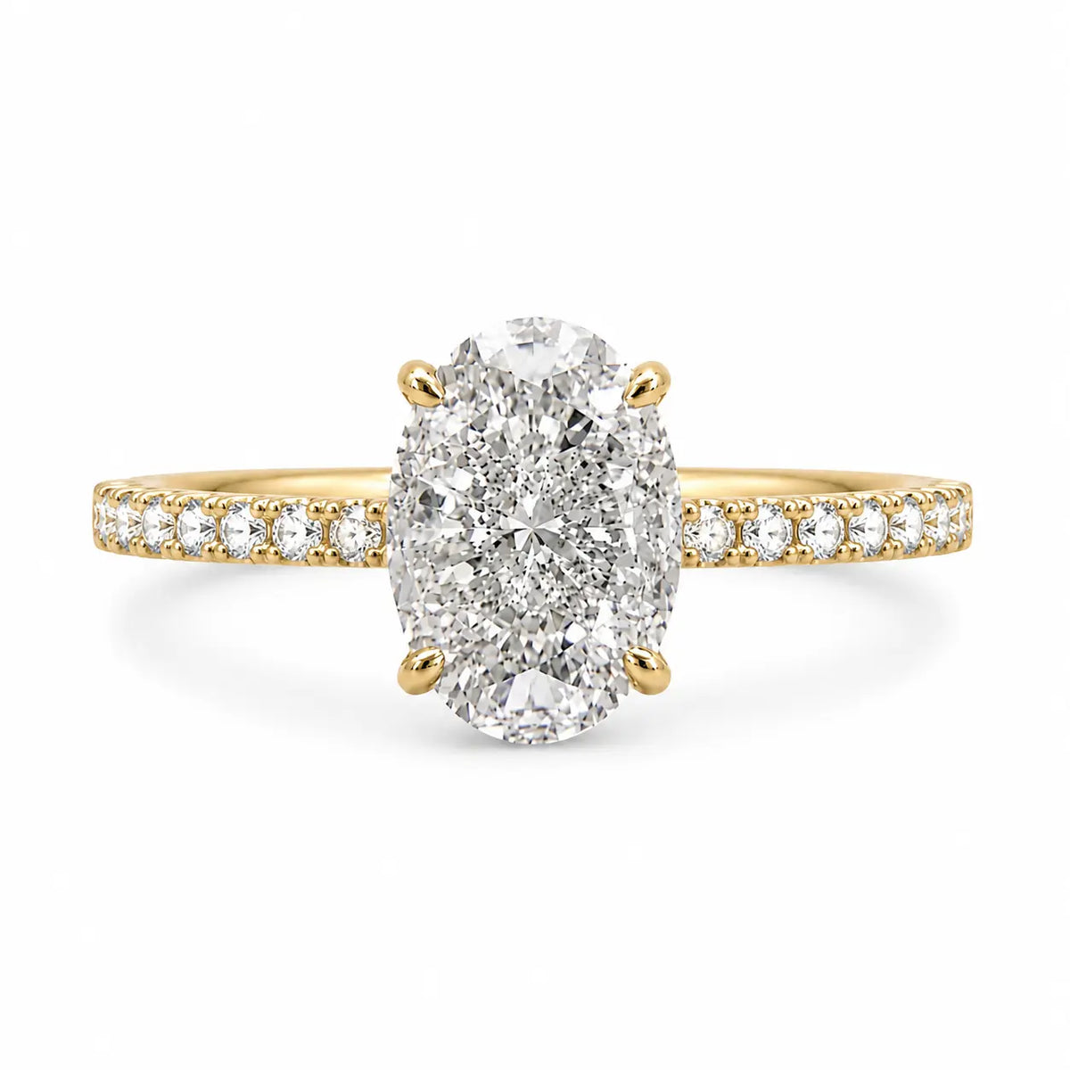 14k 3.5 carat oval cubic zirconia pave ring