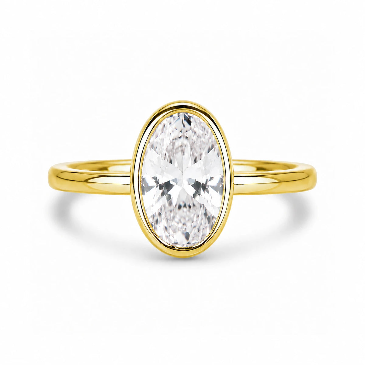 14k Gold 3.5 Ct Oval Bezel Set Ring