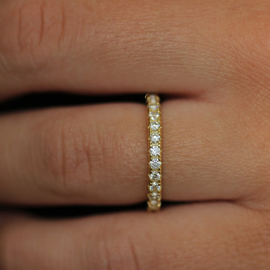 14k gold plated round full eternity ring 2mm band