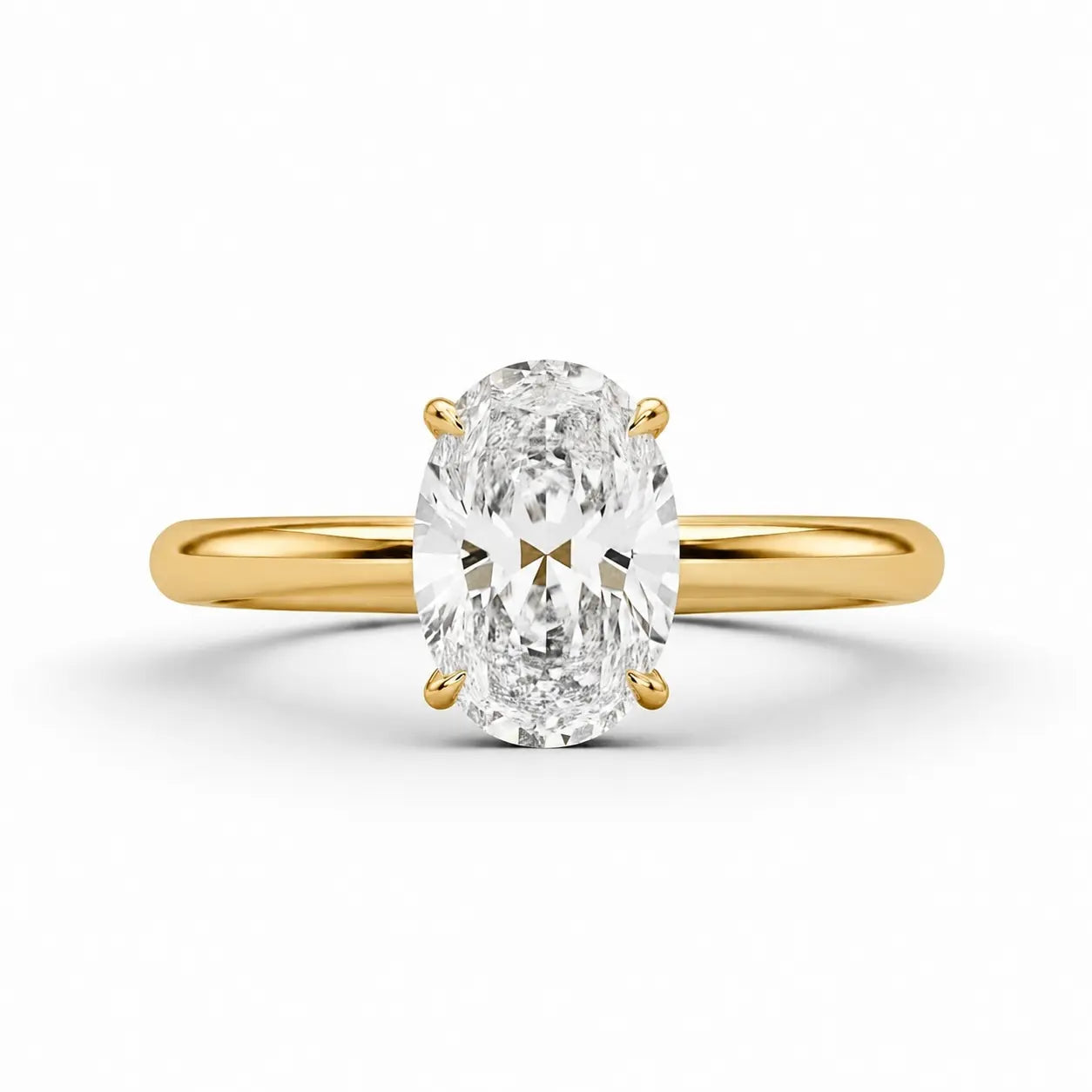 2 Ct Oval Moissanite Ring in 14k Solid Gold