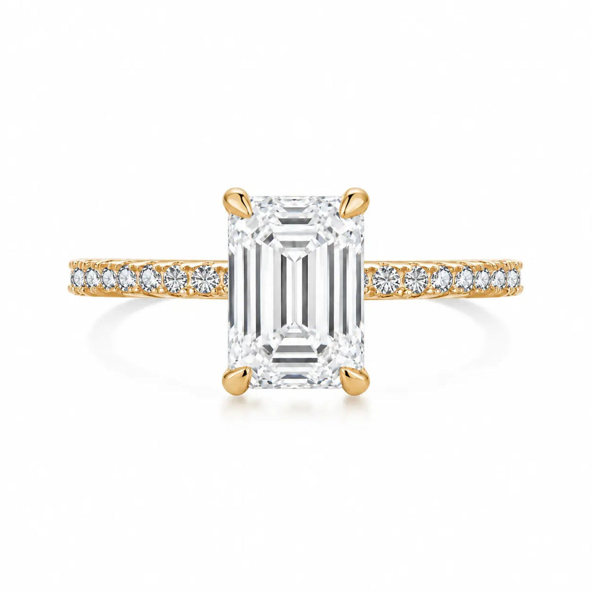 2 carat emerald pave ring in champagne gold