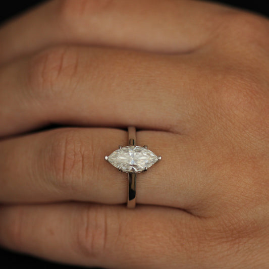2 carat marquise moissanite silver ring