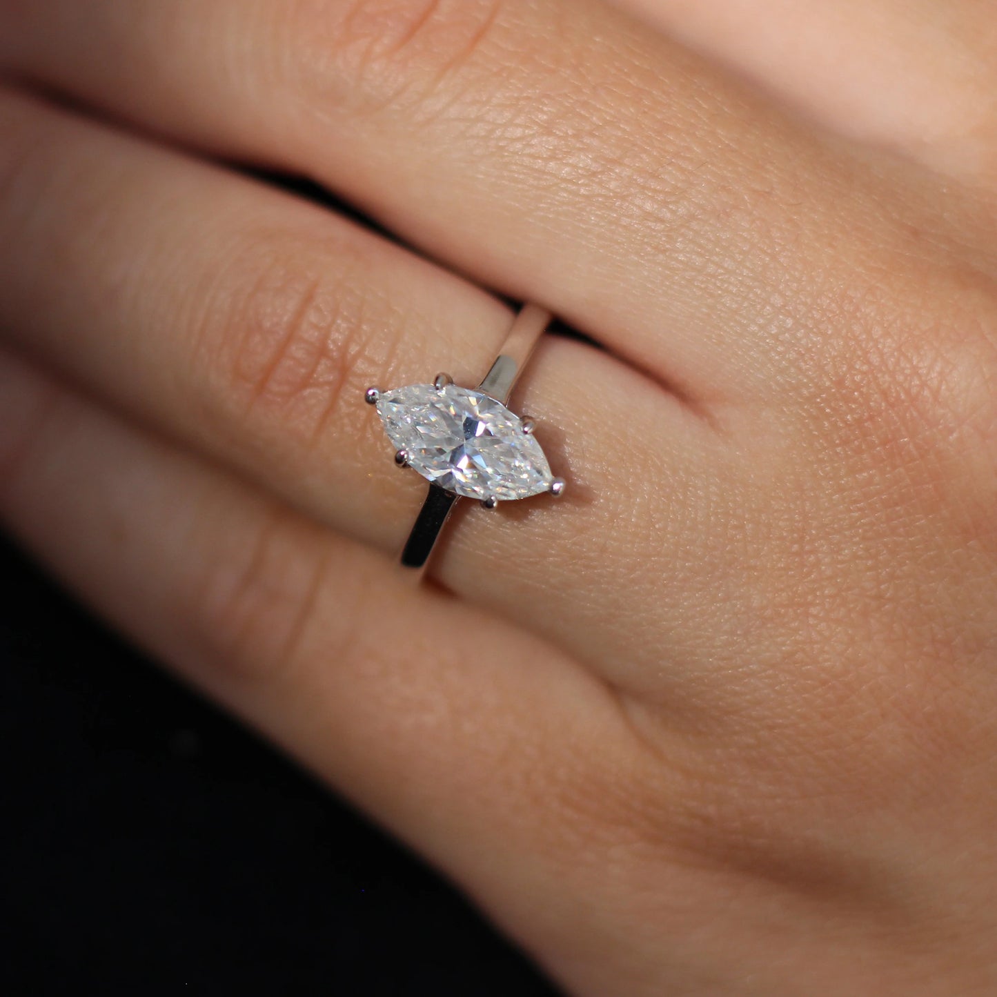 2 carat marquise solitaire moissanite ring in 925 silver