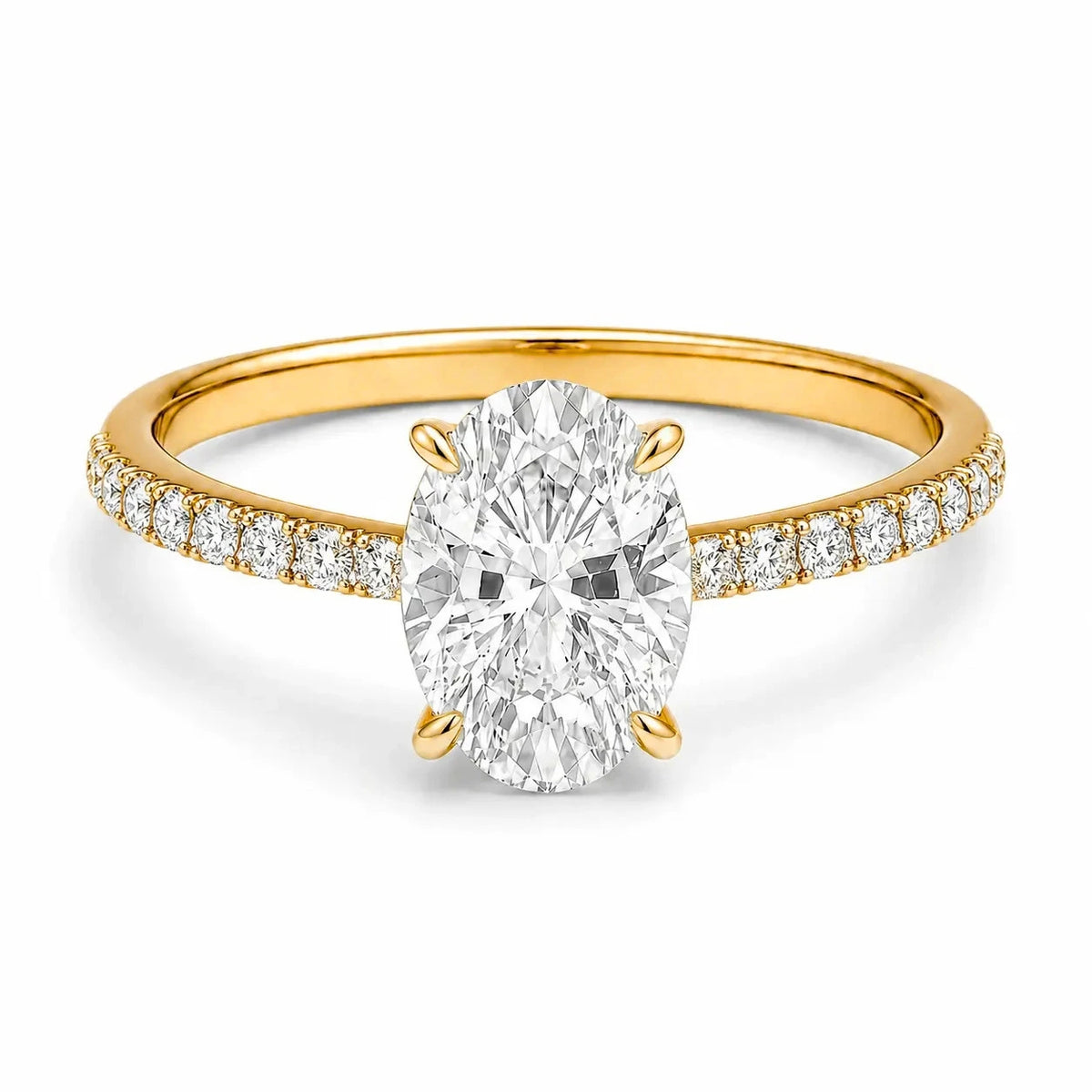 2 carat oval pave 18k gold vermeil ring