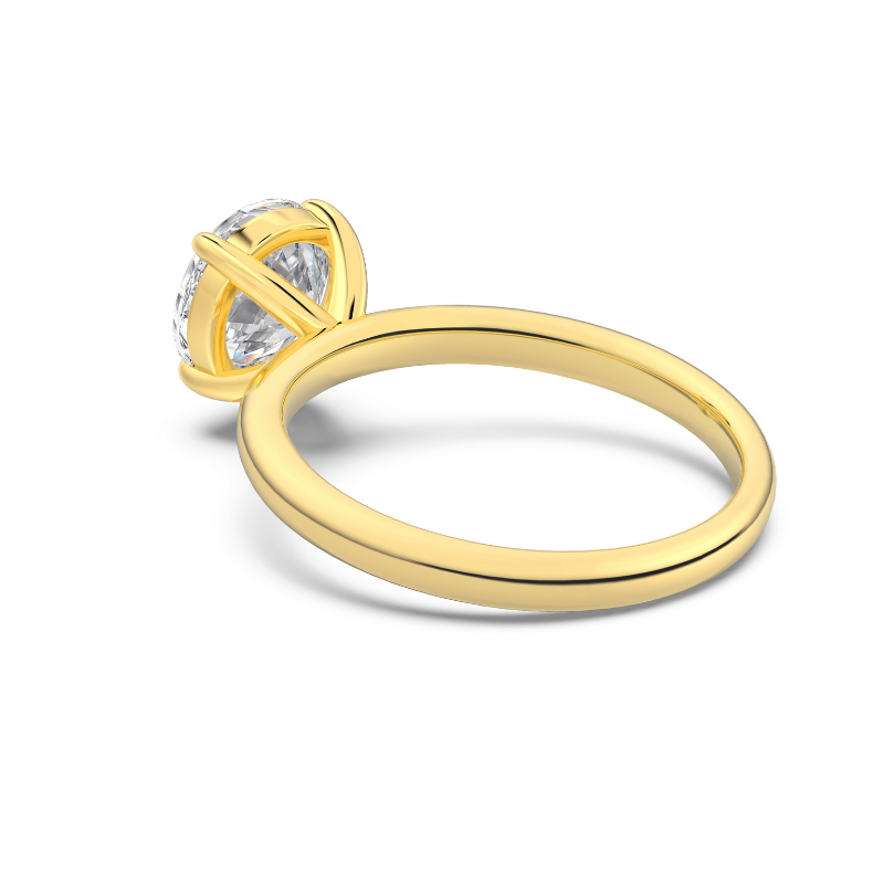 2 ct round gold engagement ring on white background