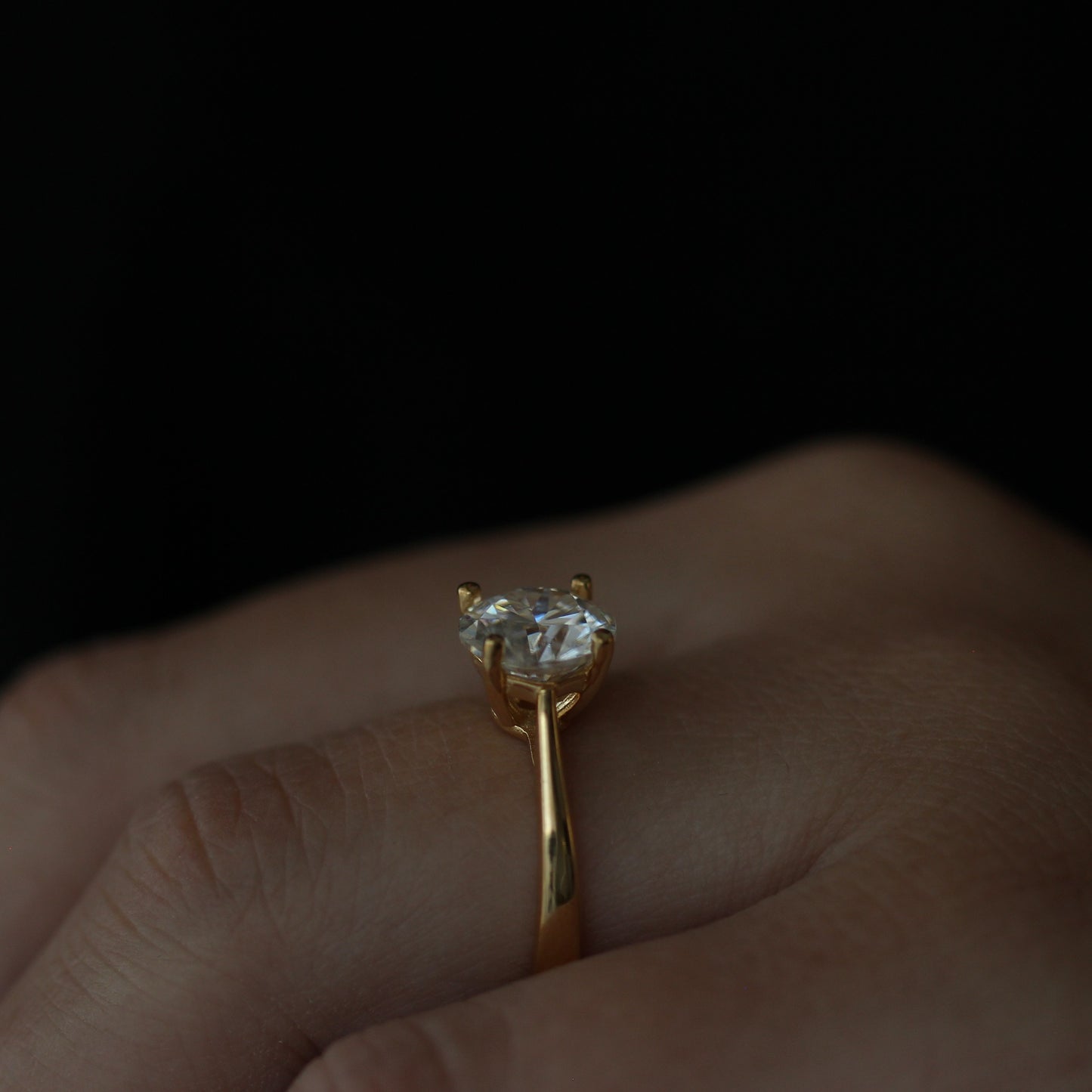 Round cut solitaire engagement ring in 14k gold filled band