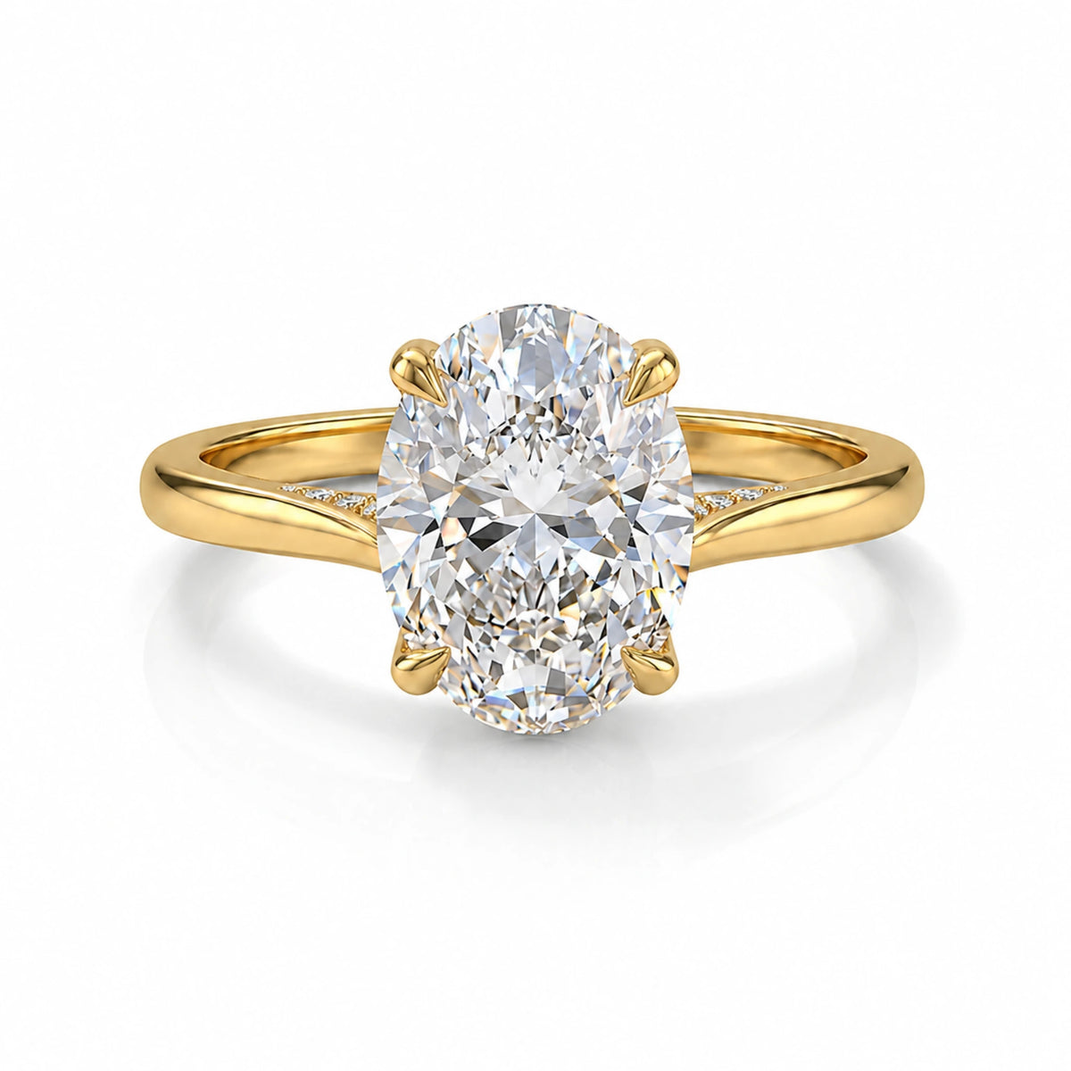 2.5 ct oval moissanite ring in 14k gold filled with hidden halo