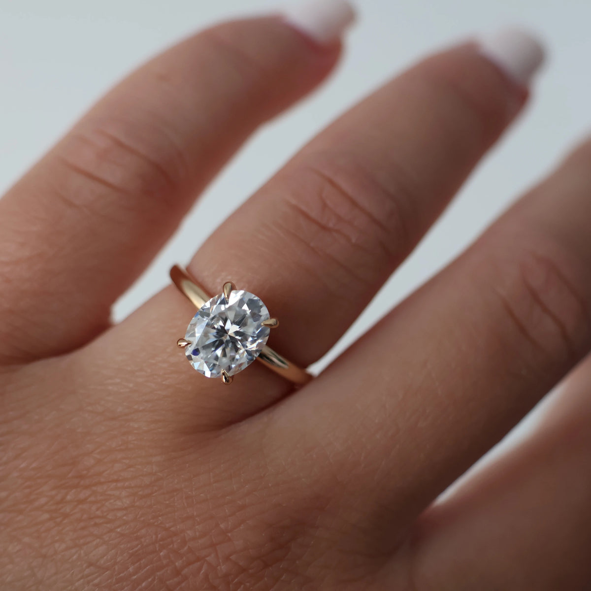 2 ct oval cut moissanite engagement ring in 14k solid gold