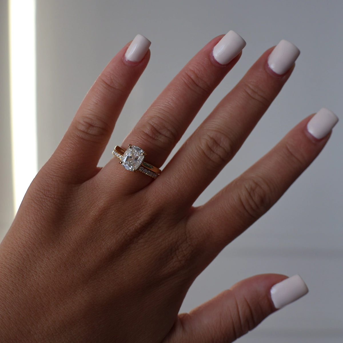 3 carat elongated cushion moissanite engagement ring 14k gold filled