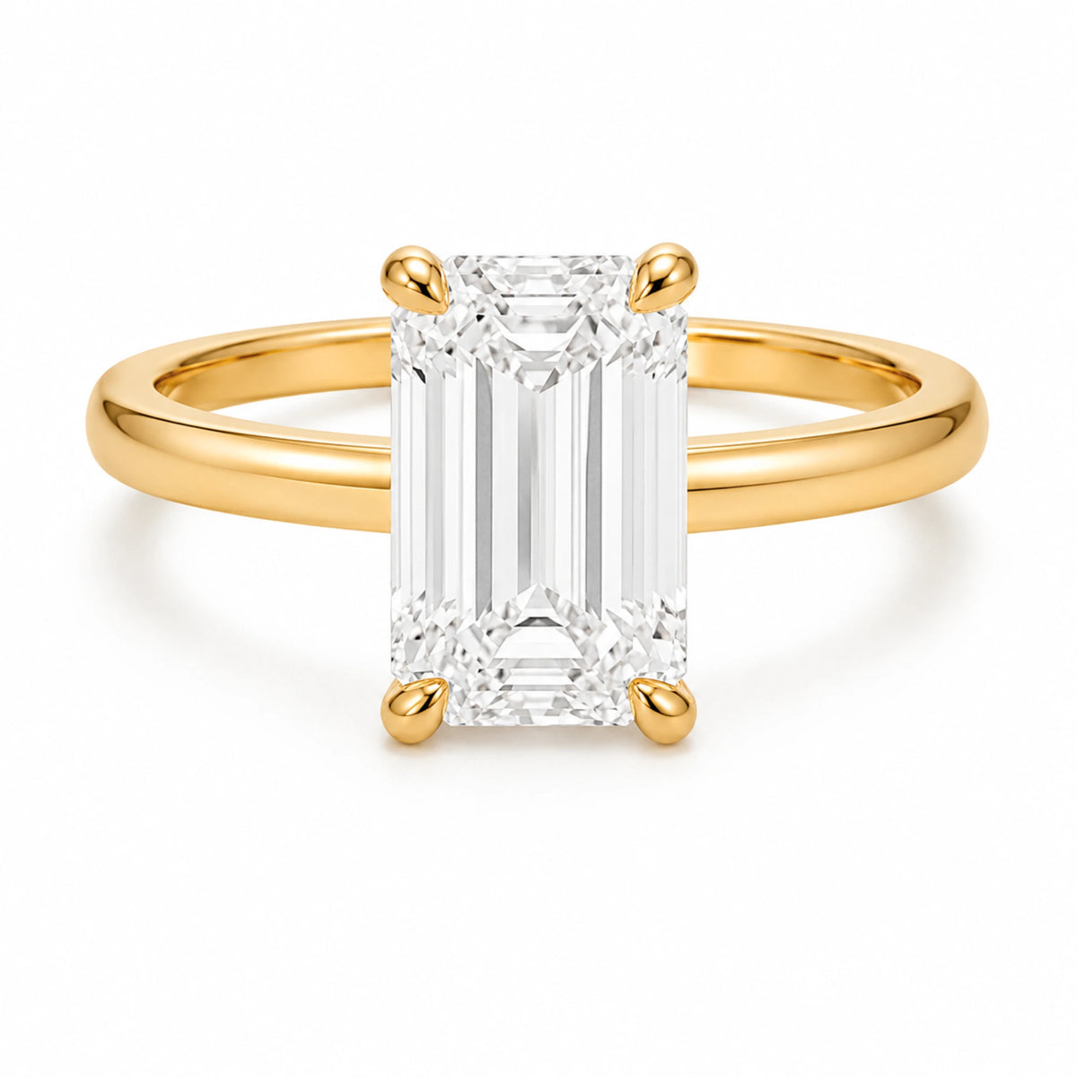 3 carat emerald engagement ring with 18K gold plated band