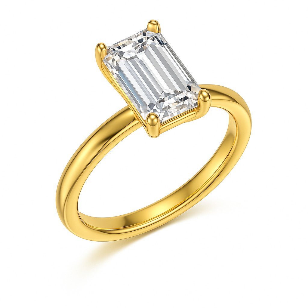 3 carat gold emerald cubic zirconia ring