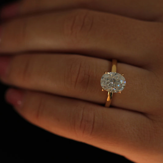 3 carat oval moissanite engagement ring in 14k gold filled