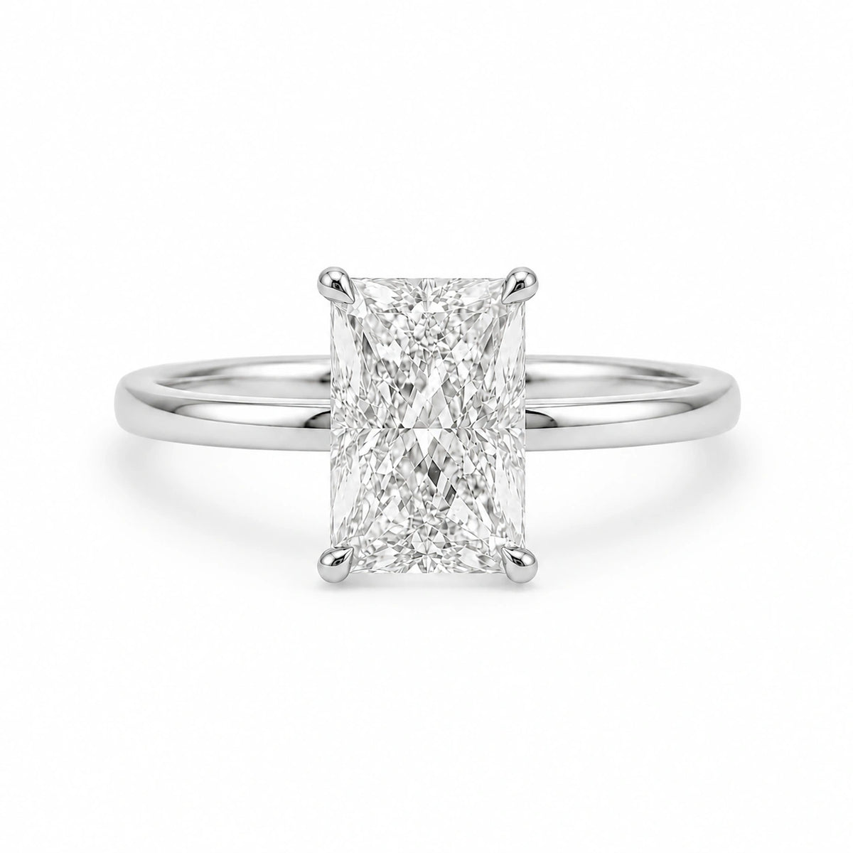 3 carat radiant cut silver engagement ring