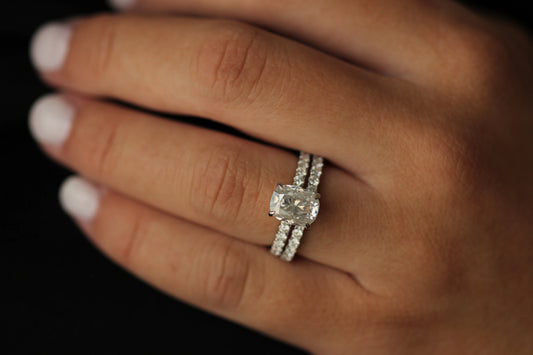 3 ct elongated cushion moissanite ring