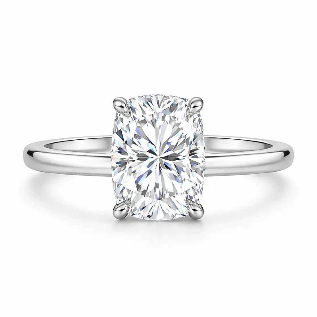 3 carat elongated cushion moissanite solitaire ring
