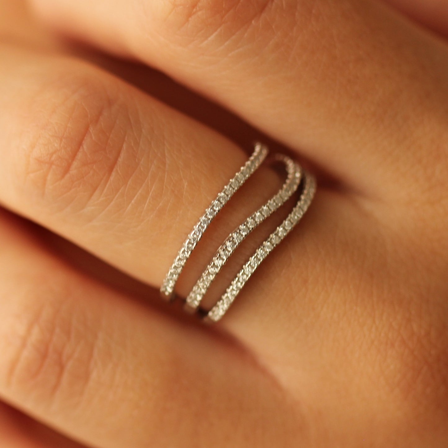 3 layer Cubic zirconia ring on hand
