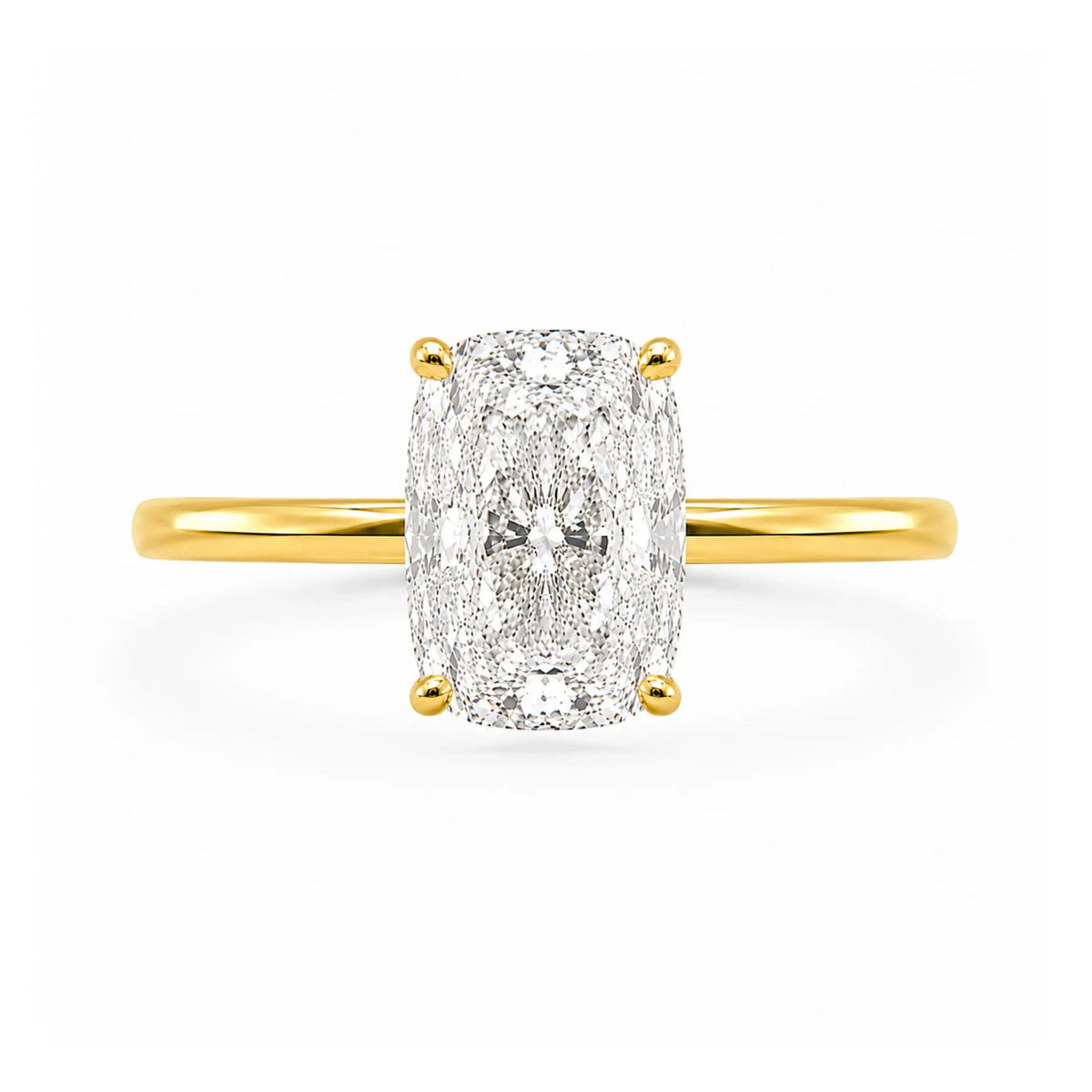 3.5 carat elongated cushion hidden halo in 14k gold vermeil