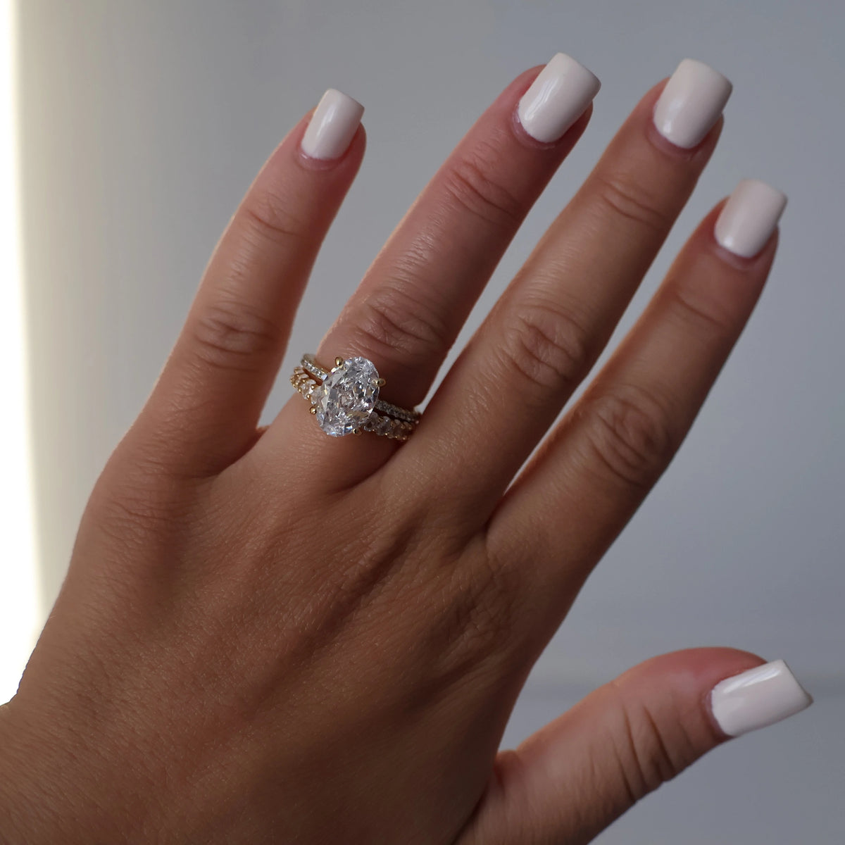 3.5ct oval pavé gold vermeil ring