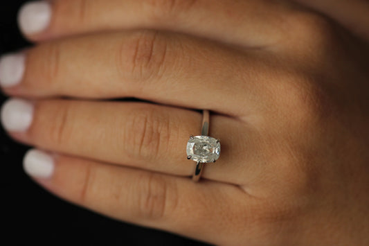 3 ct elongated cushion moissanite solitaire ring silver