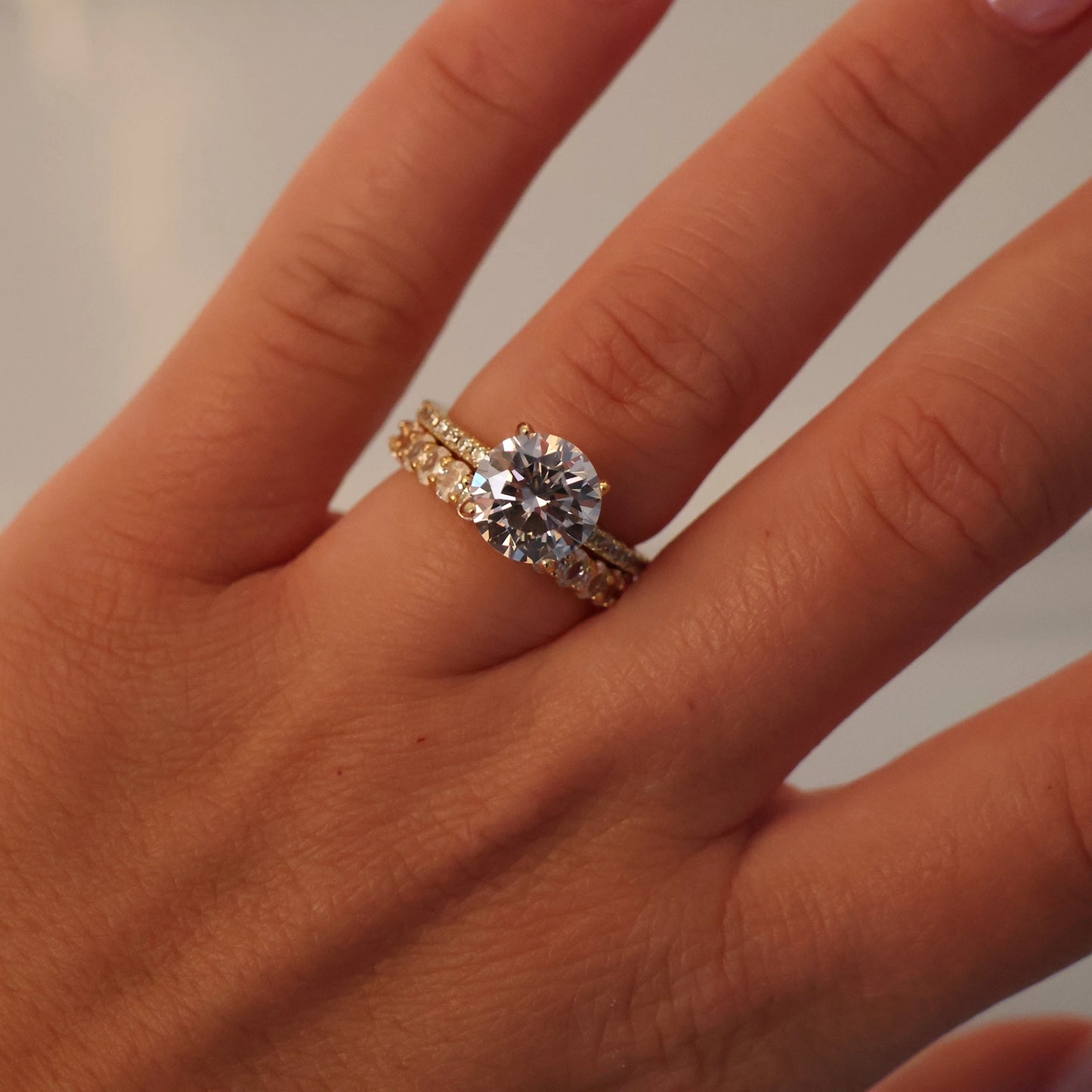 14k gold plated 3mm oval full eternity ring with cubic zirconia