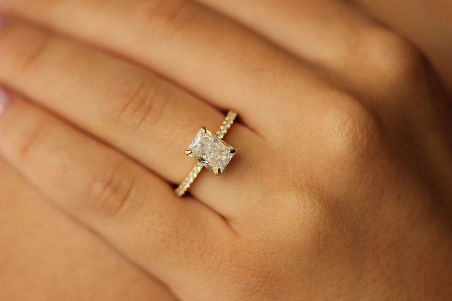 Radiant Cut Gold rectangle ring