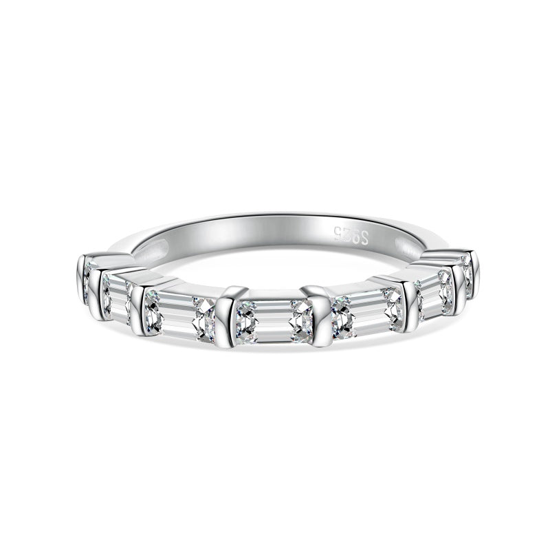 Baguette stacker ring on white background