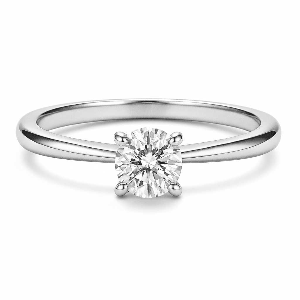 1 carat round solitaire moissanite ring in silver