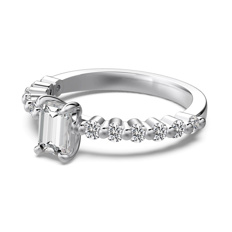 emerald silver ring with size cz stones
