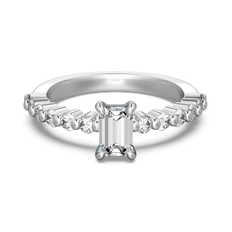 emerald silver ring with size cz stones
