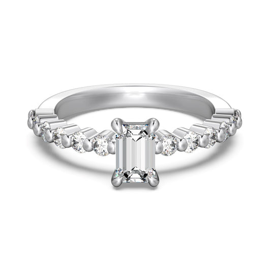 emerald silver ring with size cz stones