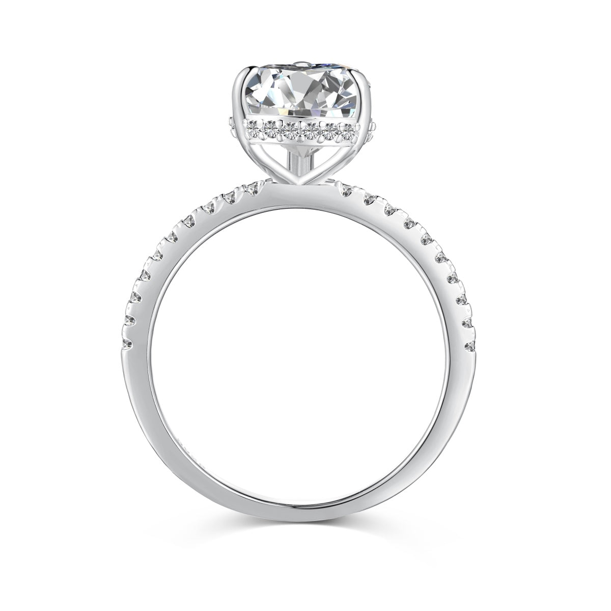 3 carat silver pear cubic zirconia ring side angle
