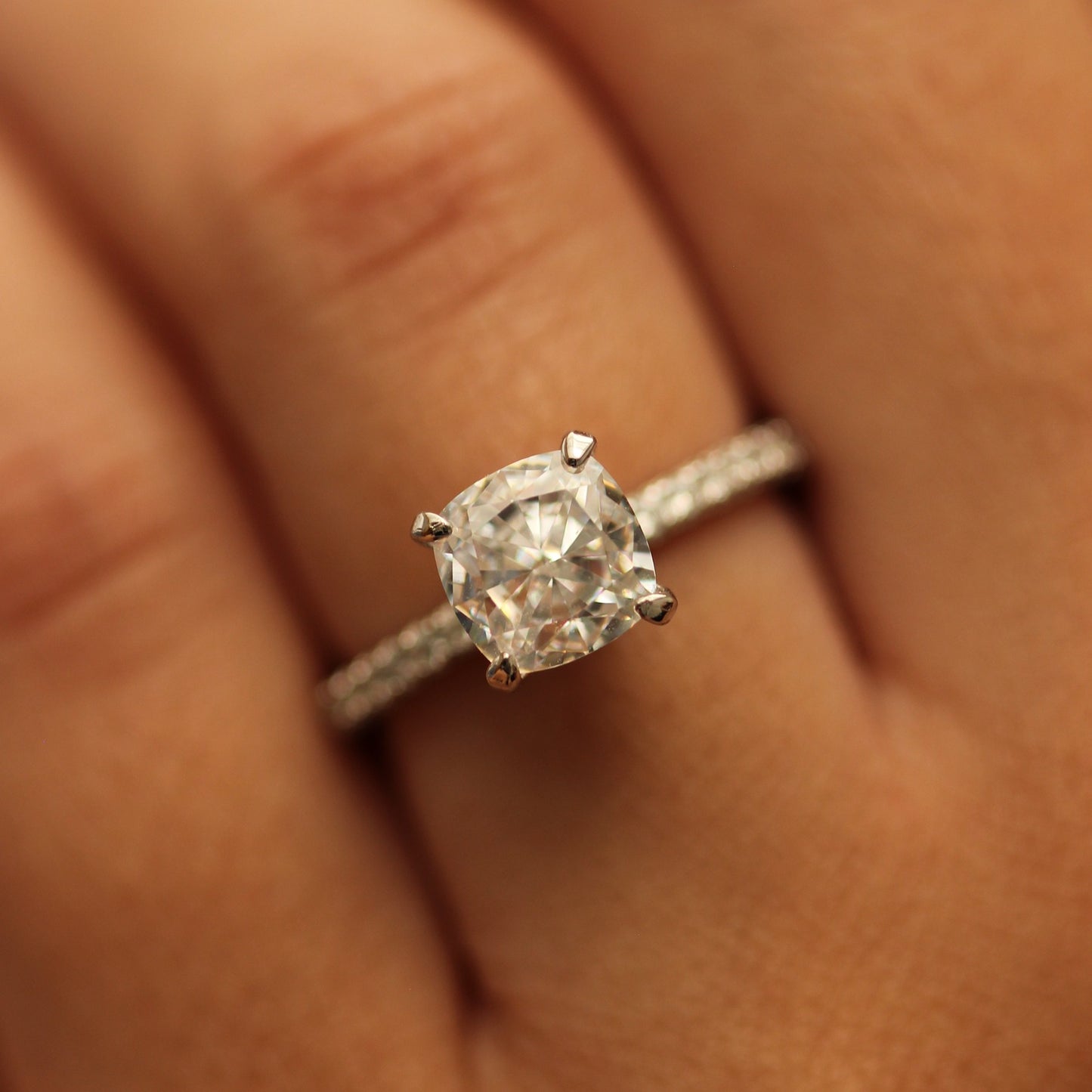 Florence Cushion Ring on hand