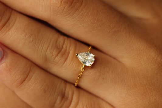 Gold adjustable pear ring