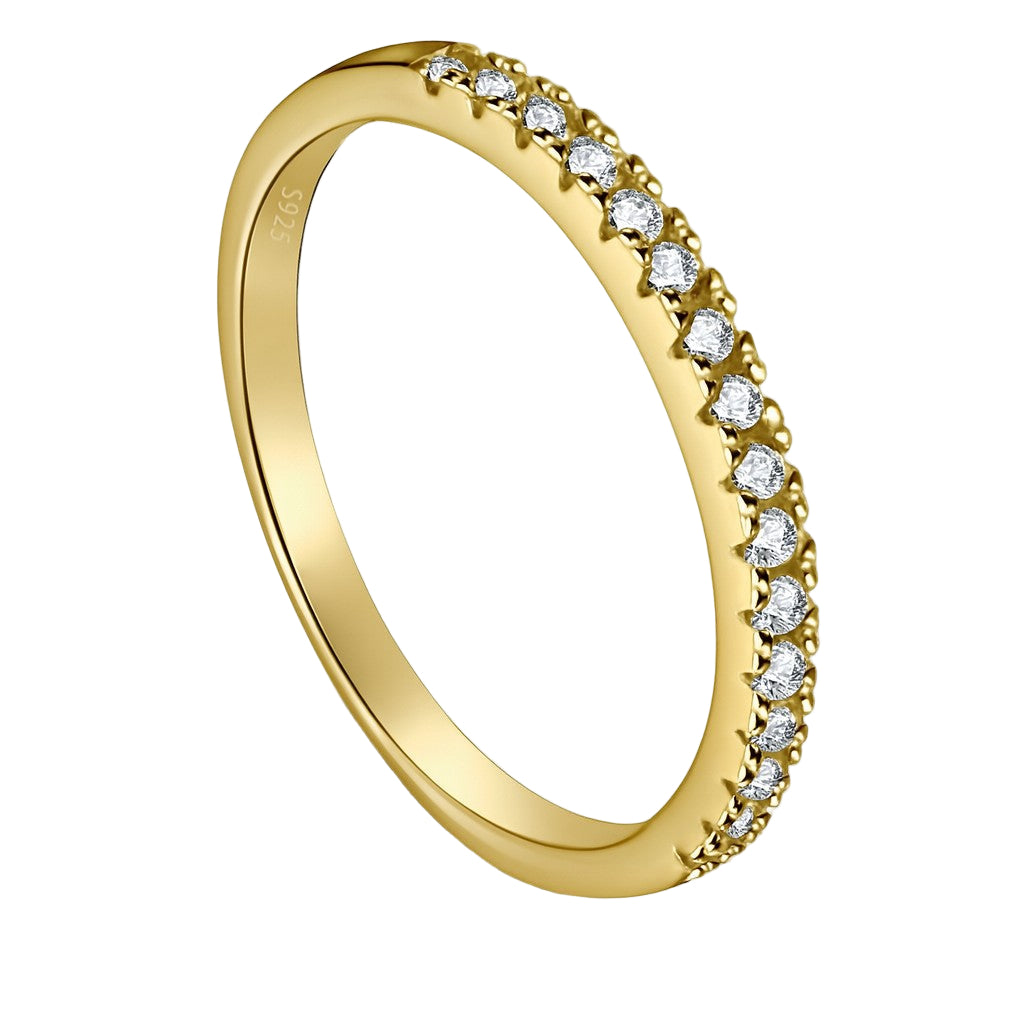 Half eternity pave gold wedding band with 1.8mm width