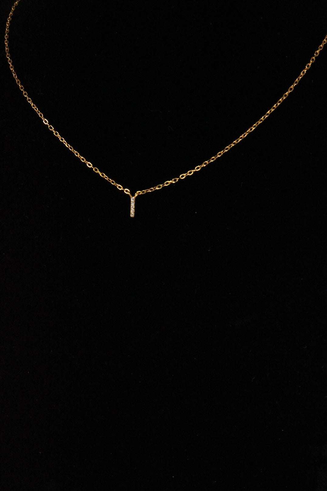 necklace with the letter i in gold