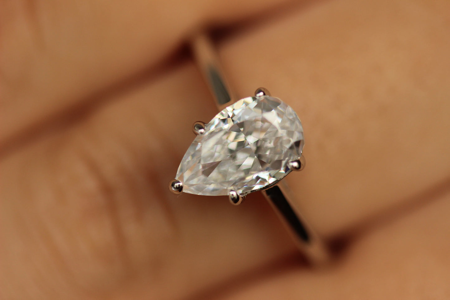 engagement pear shaped ring silver