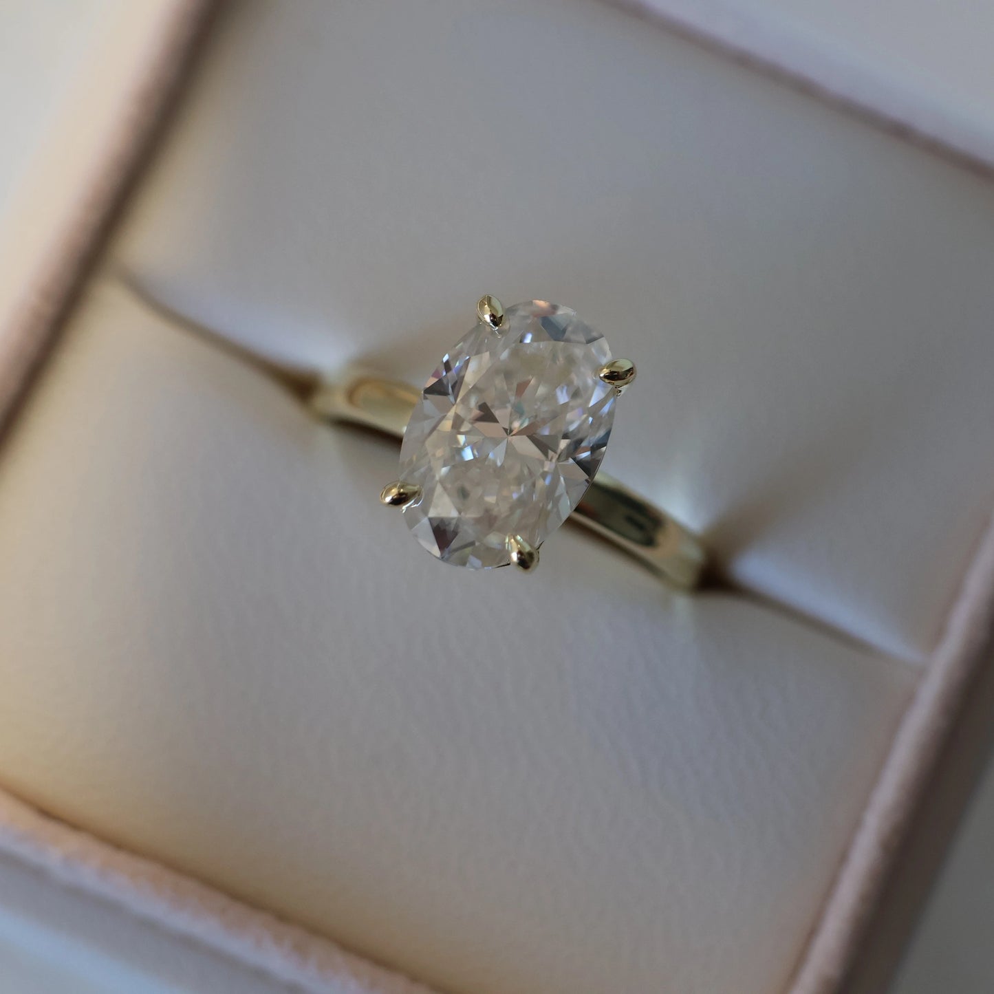 Valencia 4 Ct Oval Moissanite Ring in 18k Gold Filled