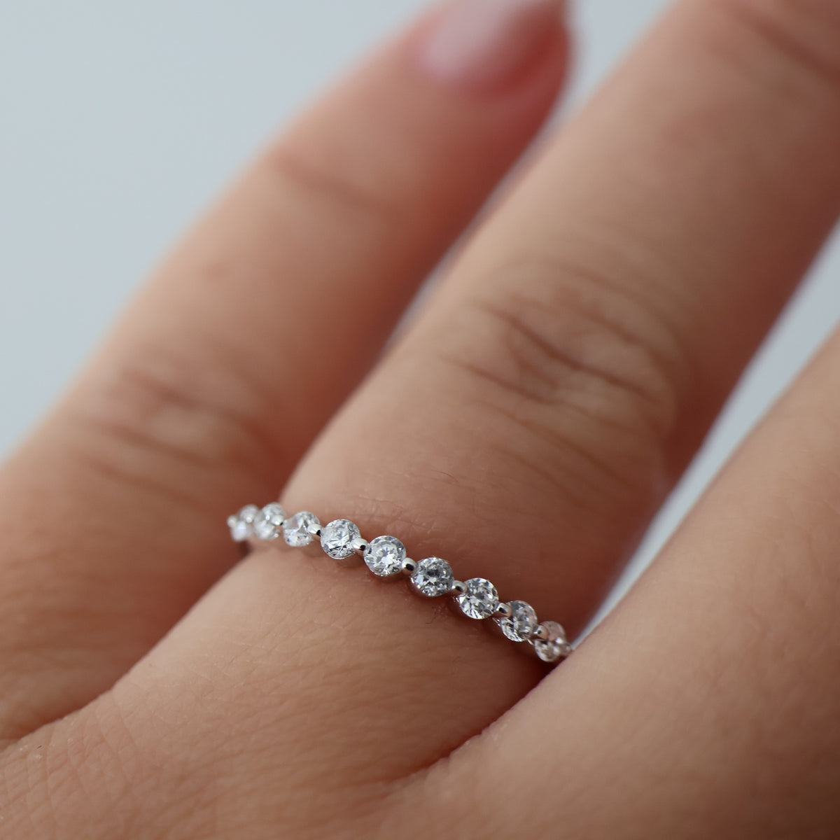 Silver Round Floating Wedding Band