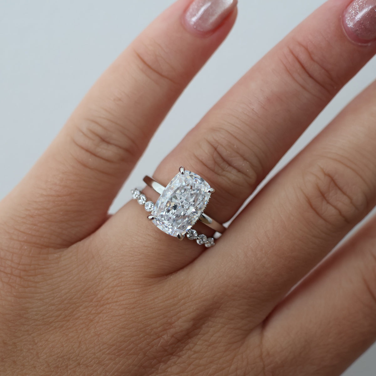 Silver Round Floating Wedding Band