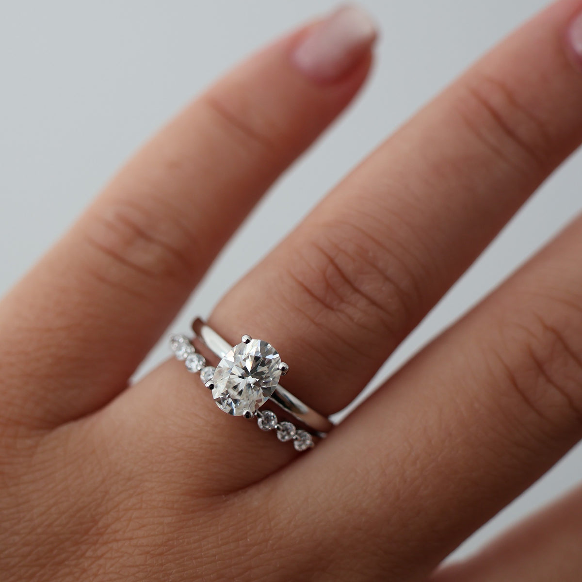 Silver Round Floating Wedding Band