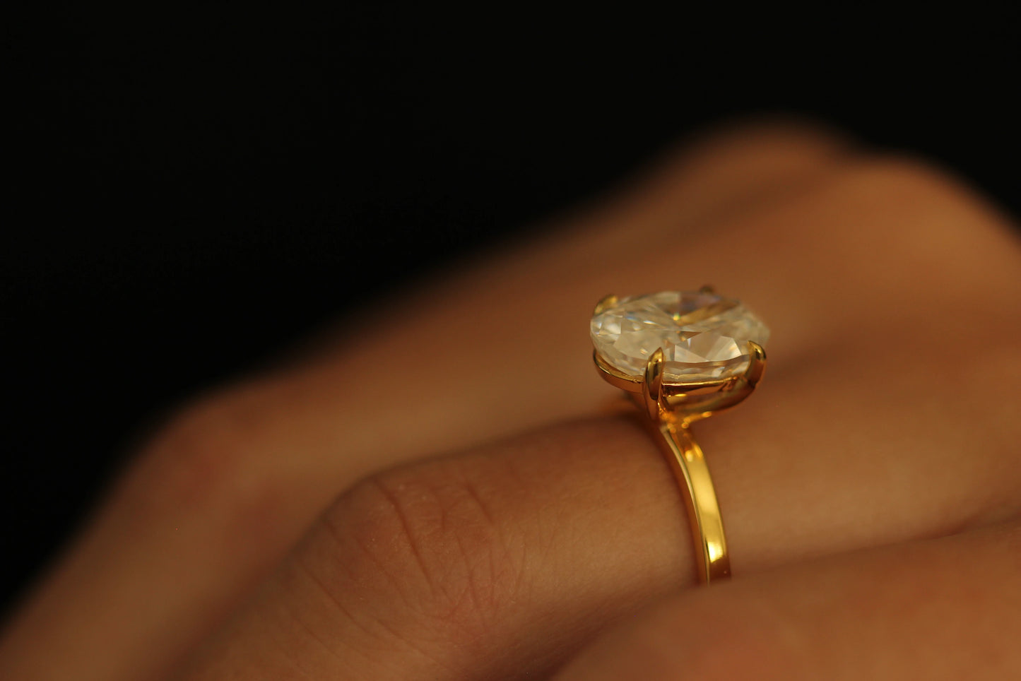 Antalya 4 Ct Oval Moissanite Ring in 18k Gold Filled