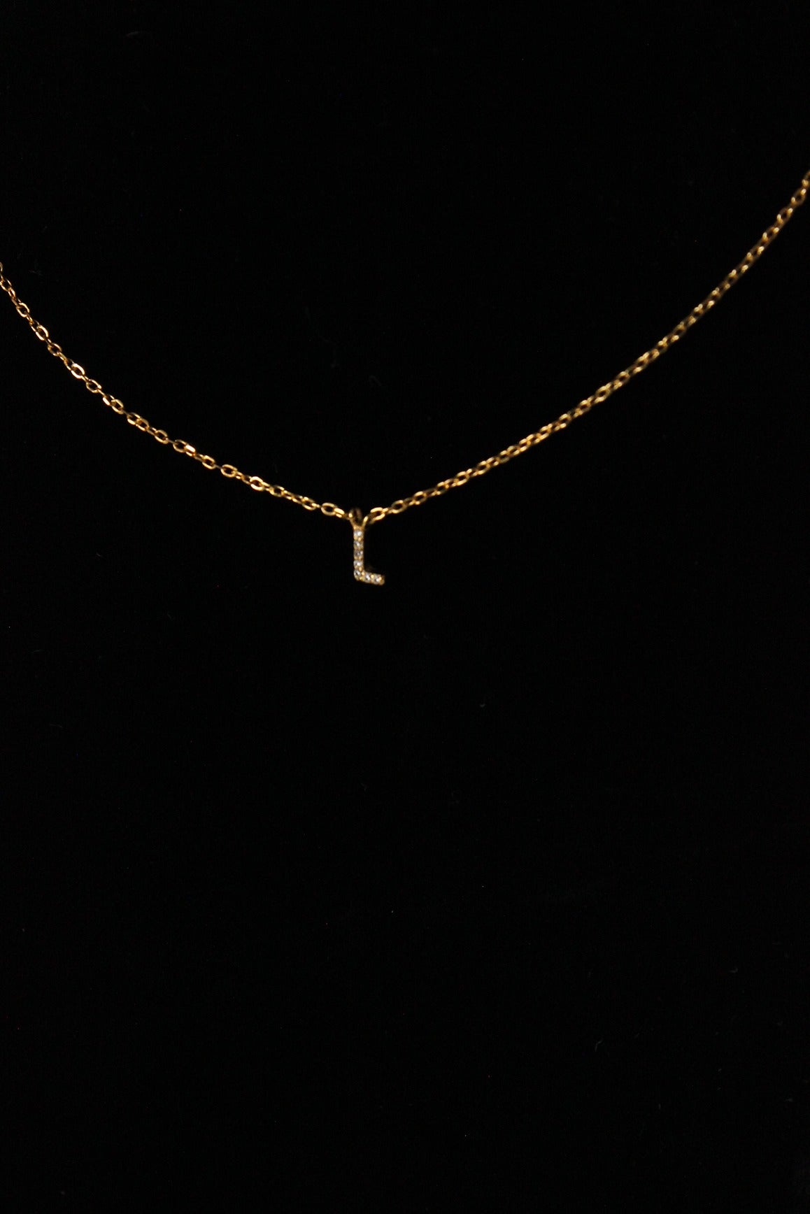 letter l initial necklace in gold