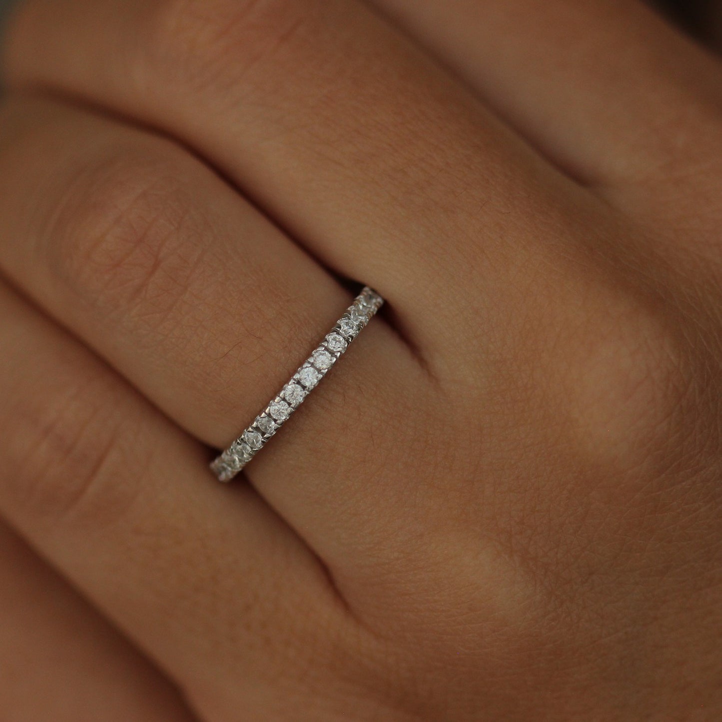 Liri Pavé Eternity Ring 2mm on hand