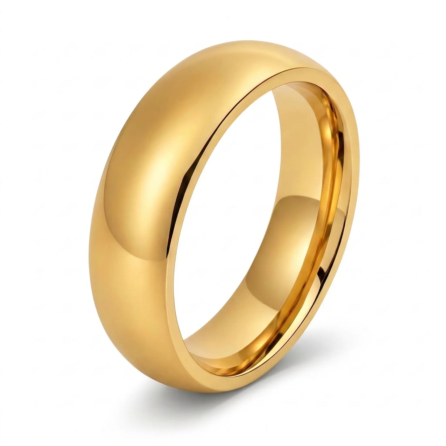 Men’s polished gold dome wedding band 8mm