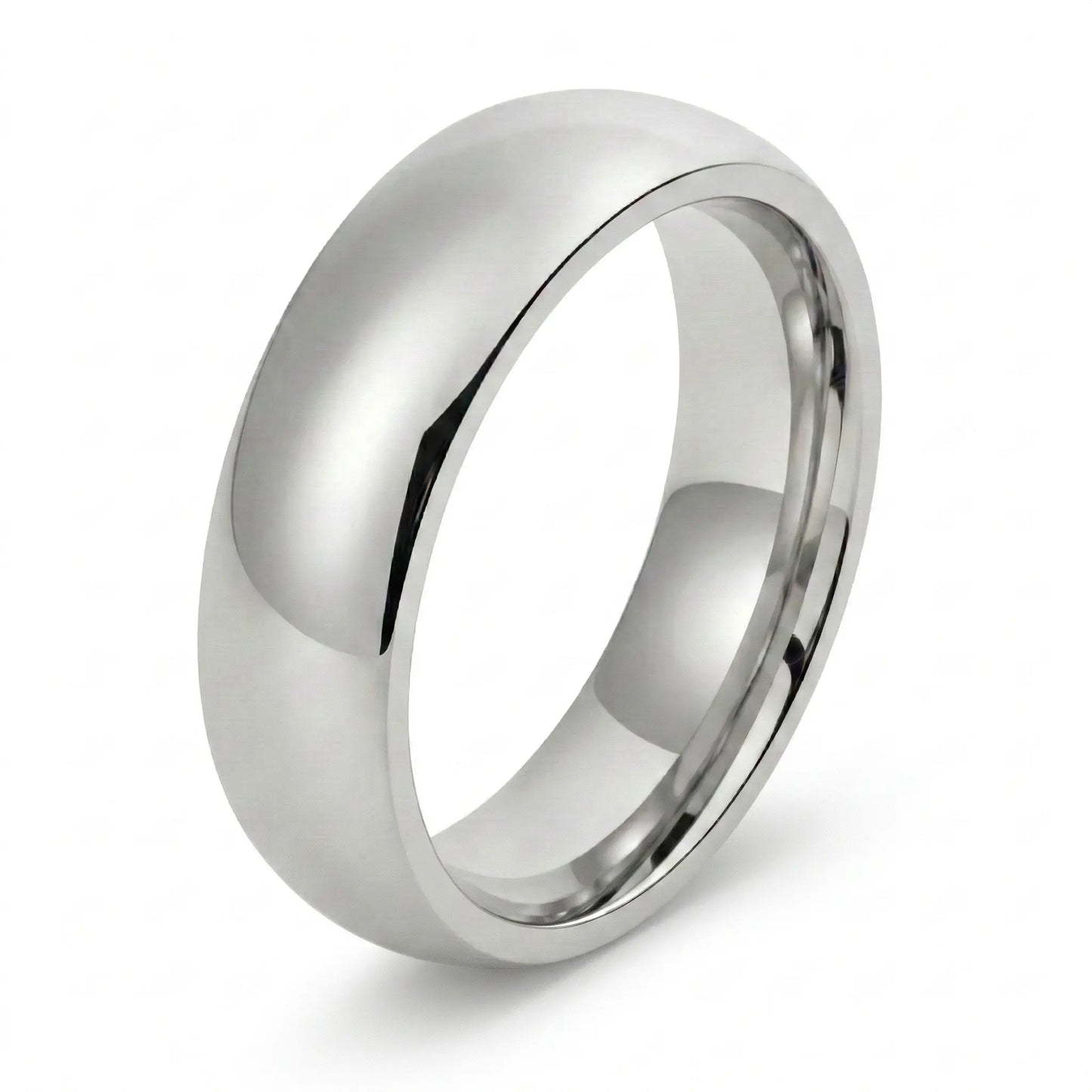Men's Polished Silver Wedding Band 8mm