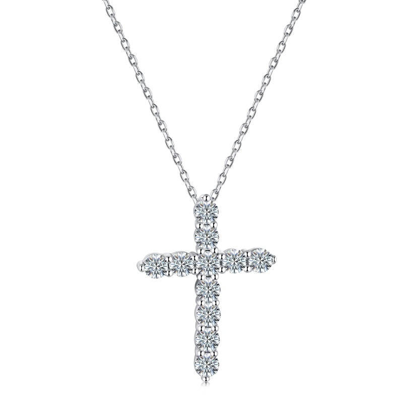 Moissanite Cross Necklace on white background