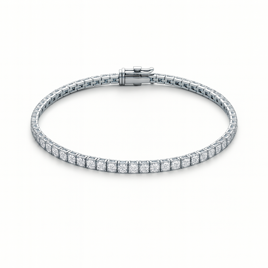 3mm moissanite tennis bracelet on white background