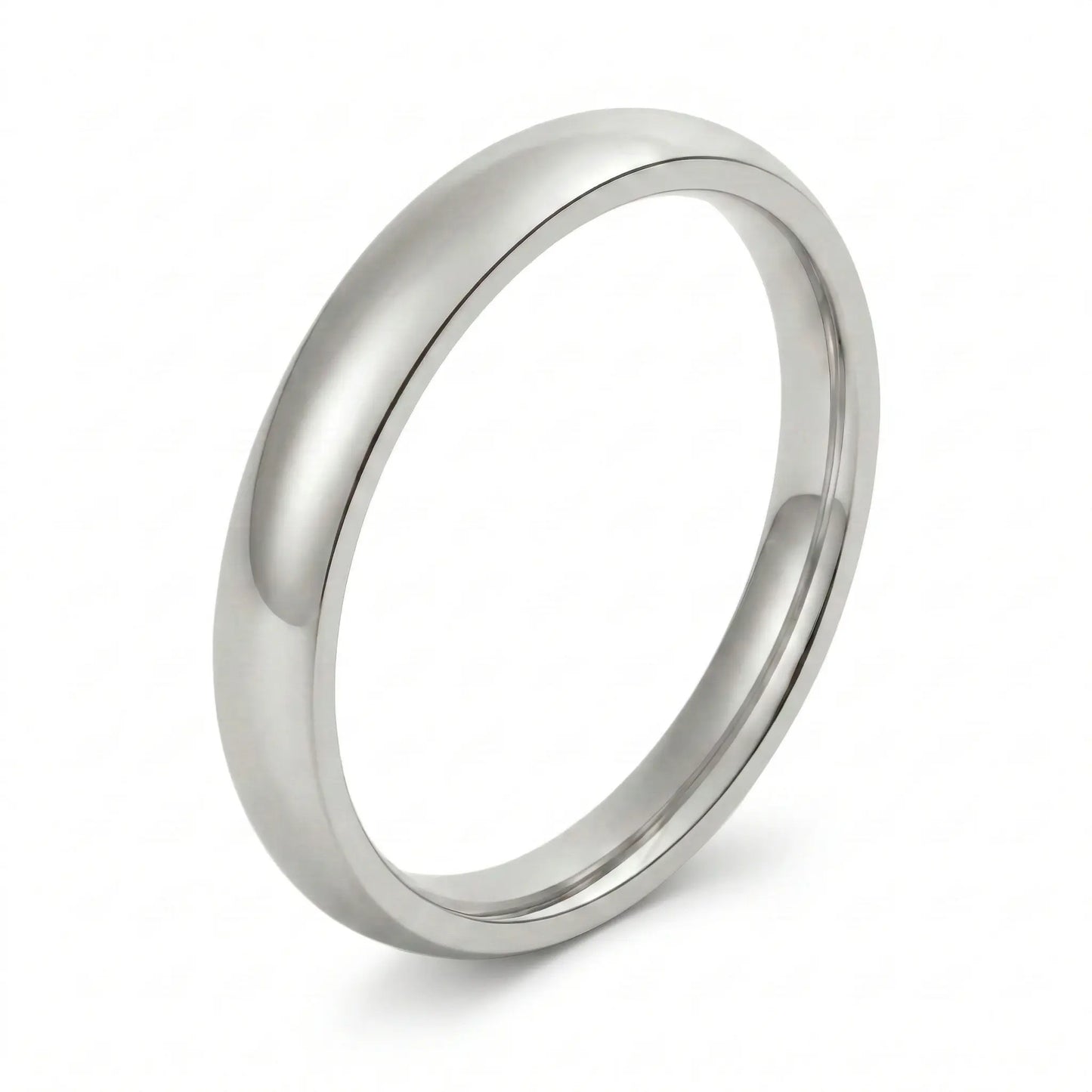 2mm polished tungsten dome wedding band in silver