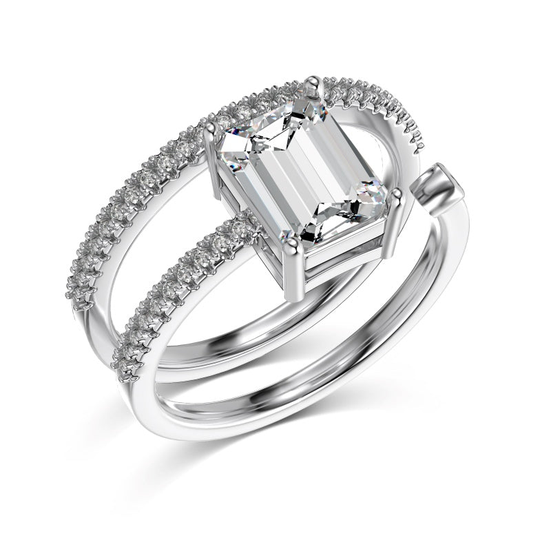 rectangle ring emerald cut in silver